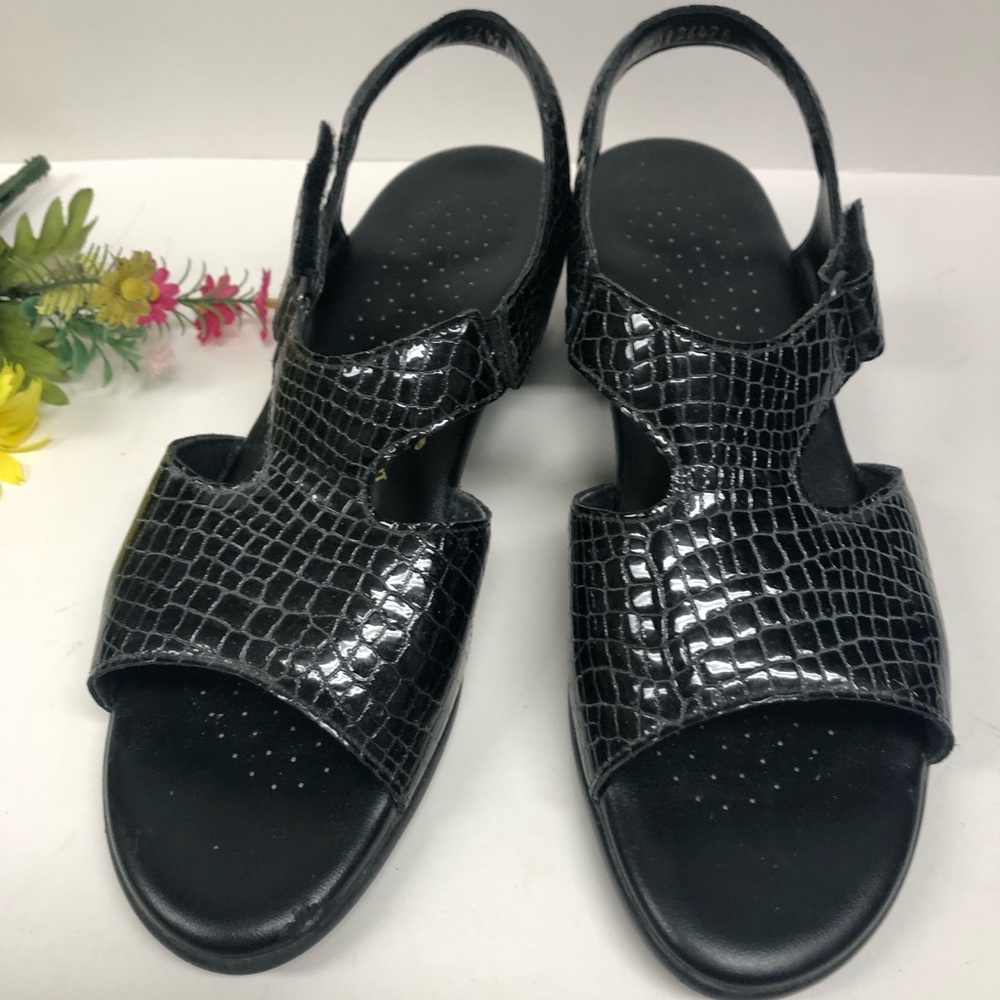 SAS Womens Suntimer Slingbacks Black Patent Leather Size 9.5 M